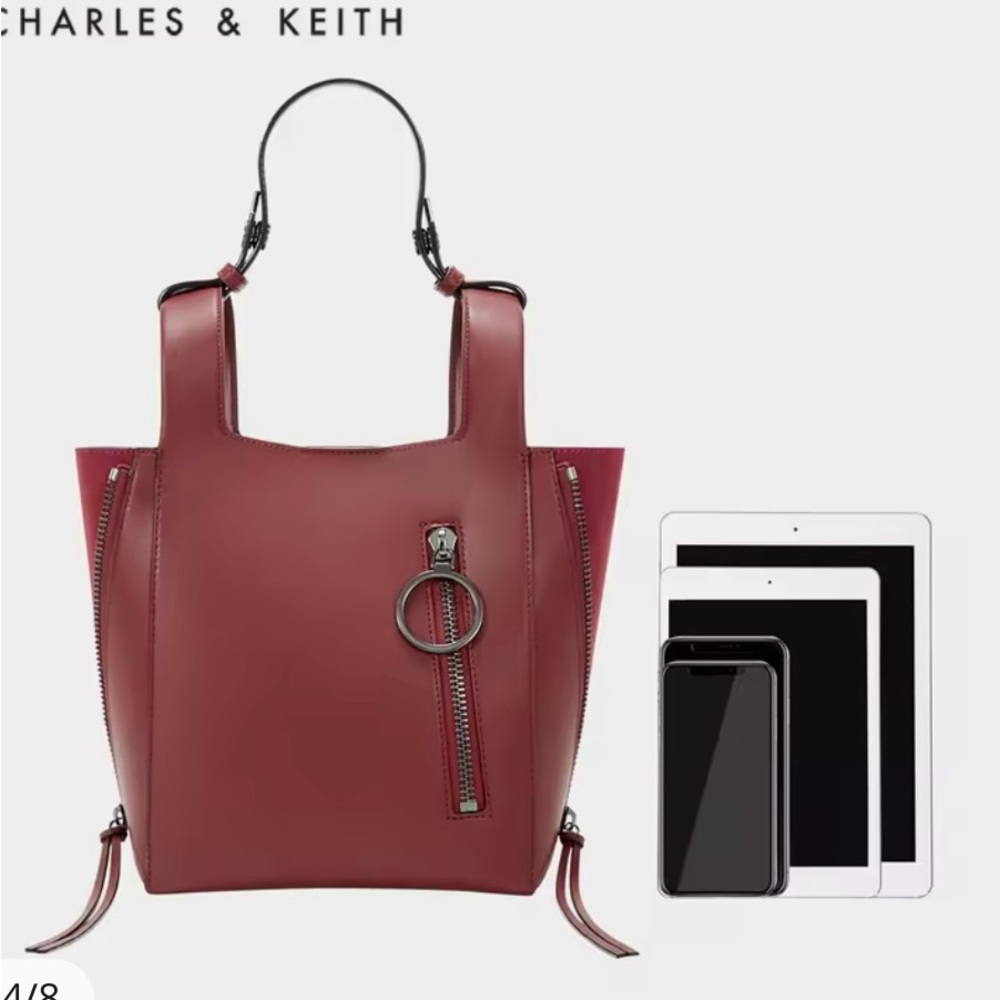 Charles Keith Bordeaux Tote Bag  EUC - Picture 4 of 11